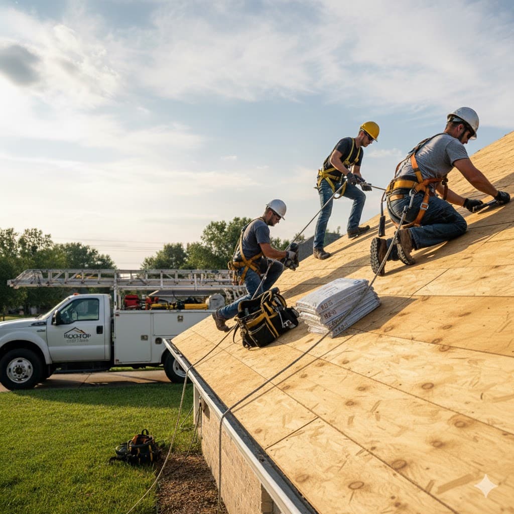 Professional roofing contractors working on Ontario homes